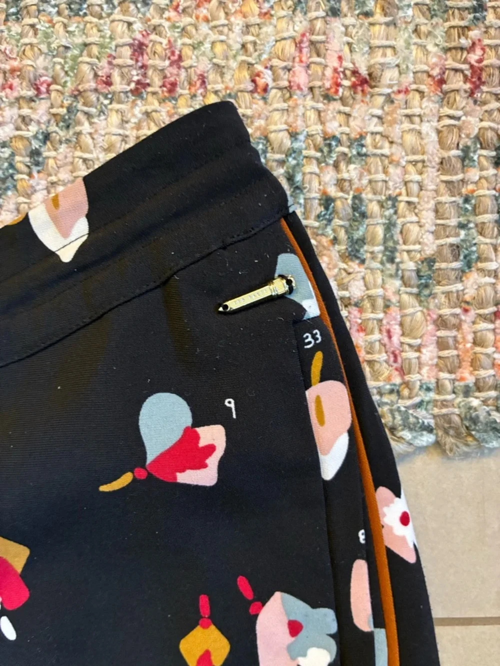 Ted Baker Black Joggers with Multicolor Abstract Print